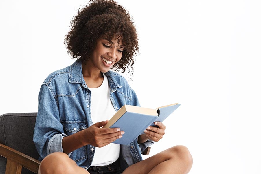 woman reading a book